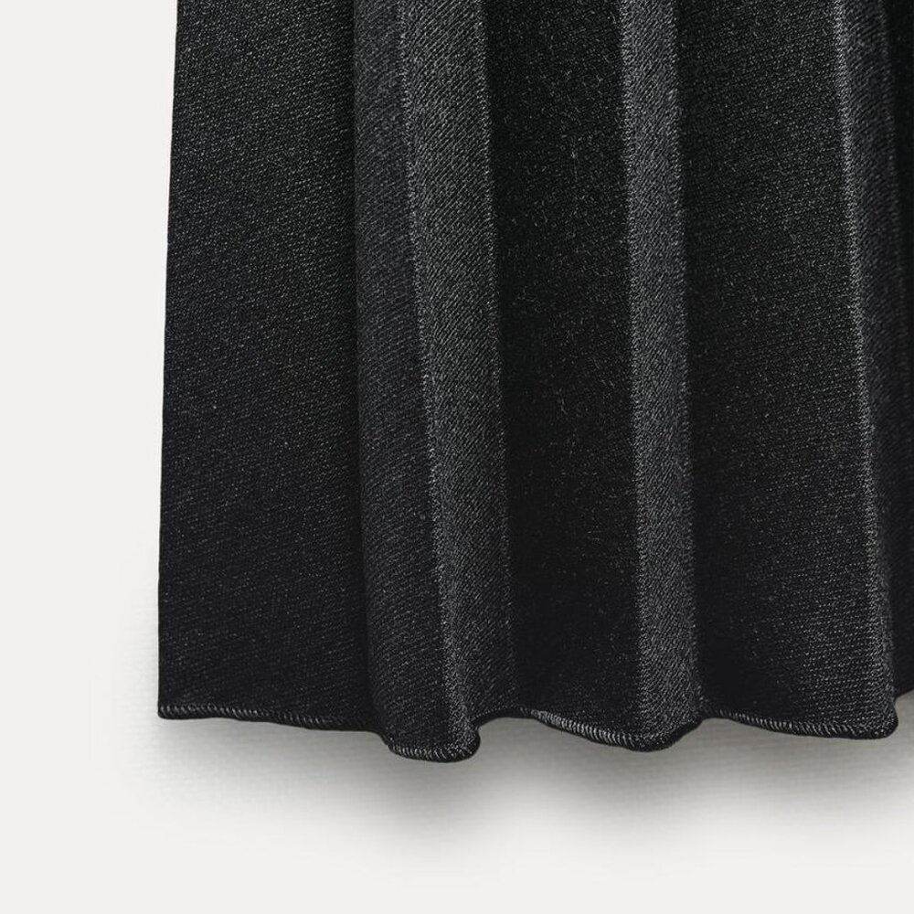 NWT ZARA PLEATED MIDI SKIRT ZW COLLECTION ANTHRACITE GRAY - Picture 9 of 10
